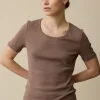 Schlafshirt Kurzarm aus Bio-Baumwolle(mauve, M)