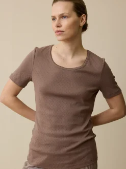 Schlafshirt Kurzarm aus Bio-Baumwolle(mauve, M)