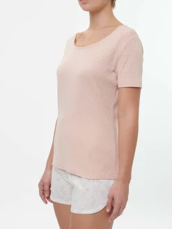 Schlafshirt Kurzarm aus Bio-Baumwolle(rosenquarz, XL)