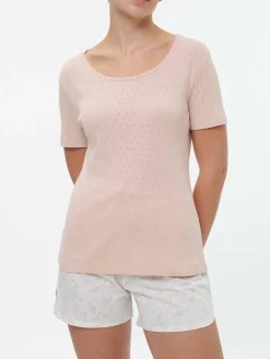 Schlafshirt Kurzarm aus Bio-Baumwolle(rosenquarz, XL)