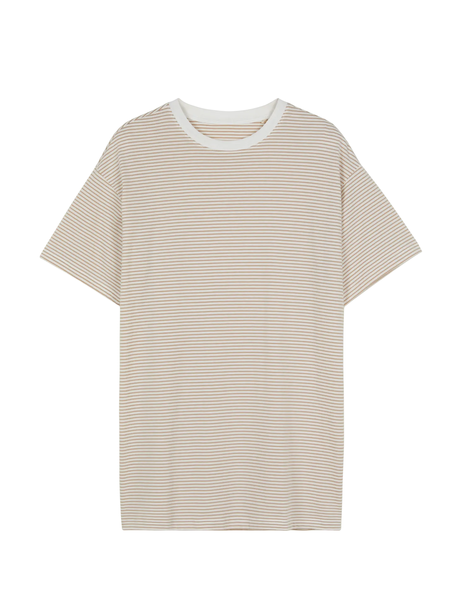 Schlafshirt oversize Kurzarm aus Bio Baumwolle(ringel beige, XS)