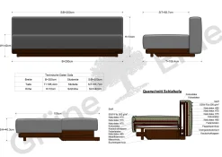 Schlafsofa Nebo B200 x T108 x H72Sitzhöhe 42cm/Sitztiefe 85cm, inkl. 2 Kissen (80 x 55cm) (Wollstoff Kaland kiesel, Buche)