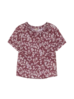 Schlupfbluse kurzarm aus Bio Baumwolle(blumendruck traube, XS)