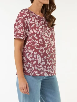 Schlupfbluse kurzarm aus Bio Baumwolle(blumendruck traube, XS)