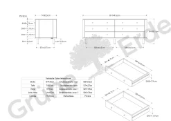 Schrank Tonda 6 LadenB 149,6x T 50x H 59,1 cm, (Zirbe)
