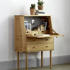 Sekretär Tonda inkl. 2 Stk. Innenladen 22x22x6,6 cm u. Pinwand aus Filz, B 80xT42,3xH 114 cm (Buche)