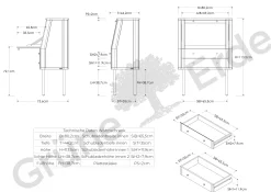 Sekretär Tonda inkl. 2 Stk. Innenladen 22x22x6,6 cm u. Pinwand aus Filz, B 80xT42,3xH 114 cm (Eiche)