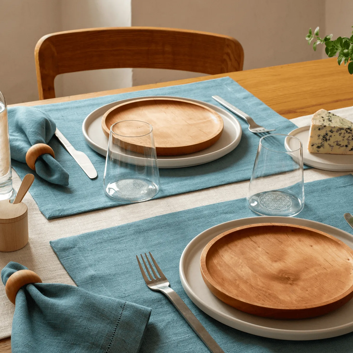 Serviette Ariana mit Ajour40 x 40 cm, 60 % Baumwolle/40 % Leinen, GOTS (meerblau)