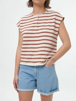 Shirt aus Bio-Baumwolle(offwhite/kastanie jacquard ringel , 40)