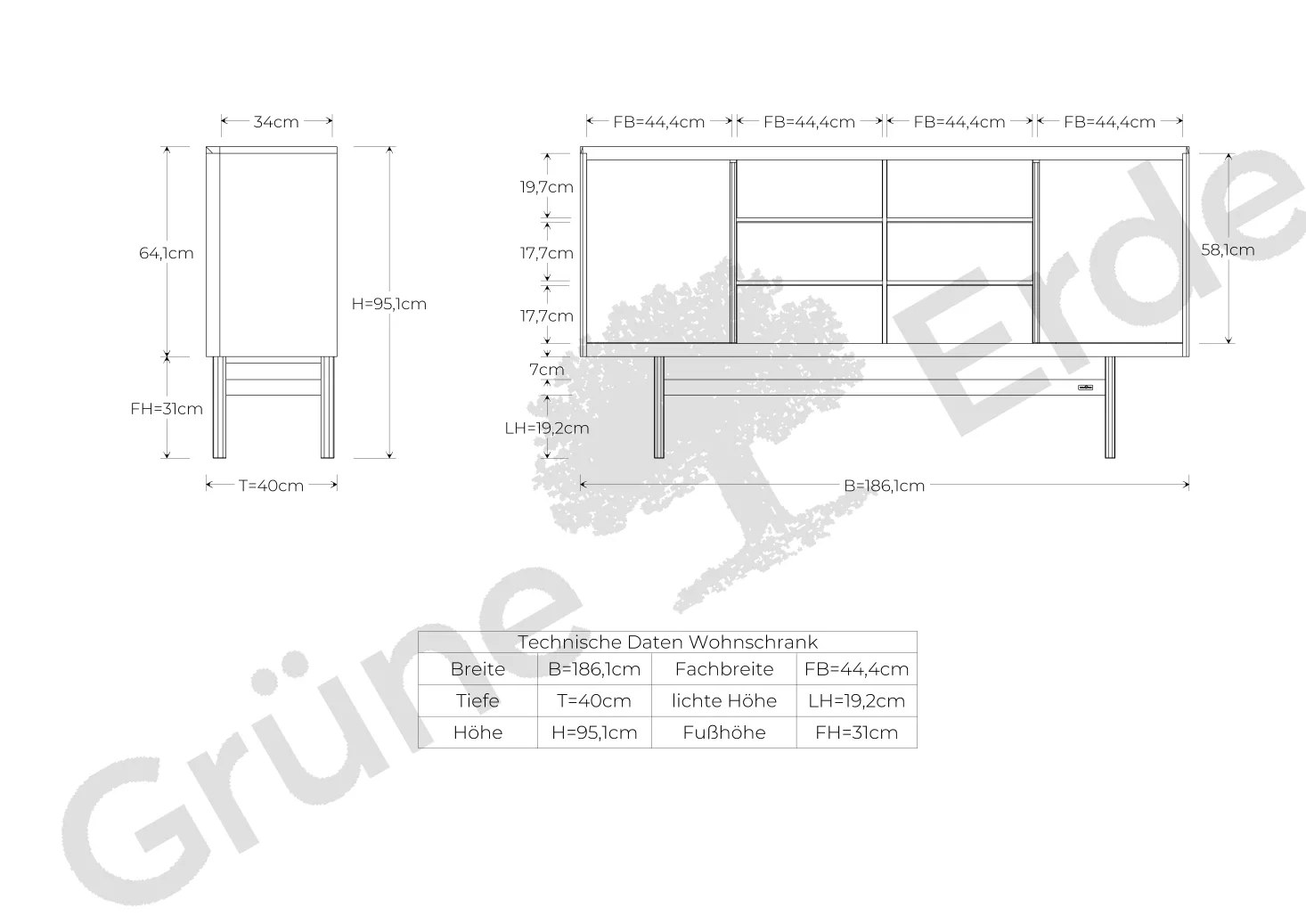 Sideboard Kilian(Buche)
