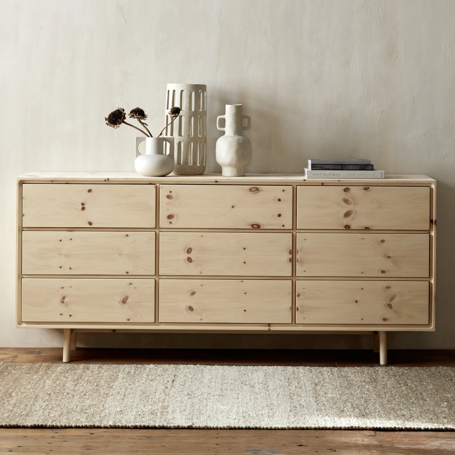 Sideboard Tesoro mit 9 Laden B 178 x T 45 x H 79 cm(Eiche)