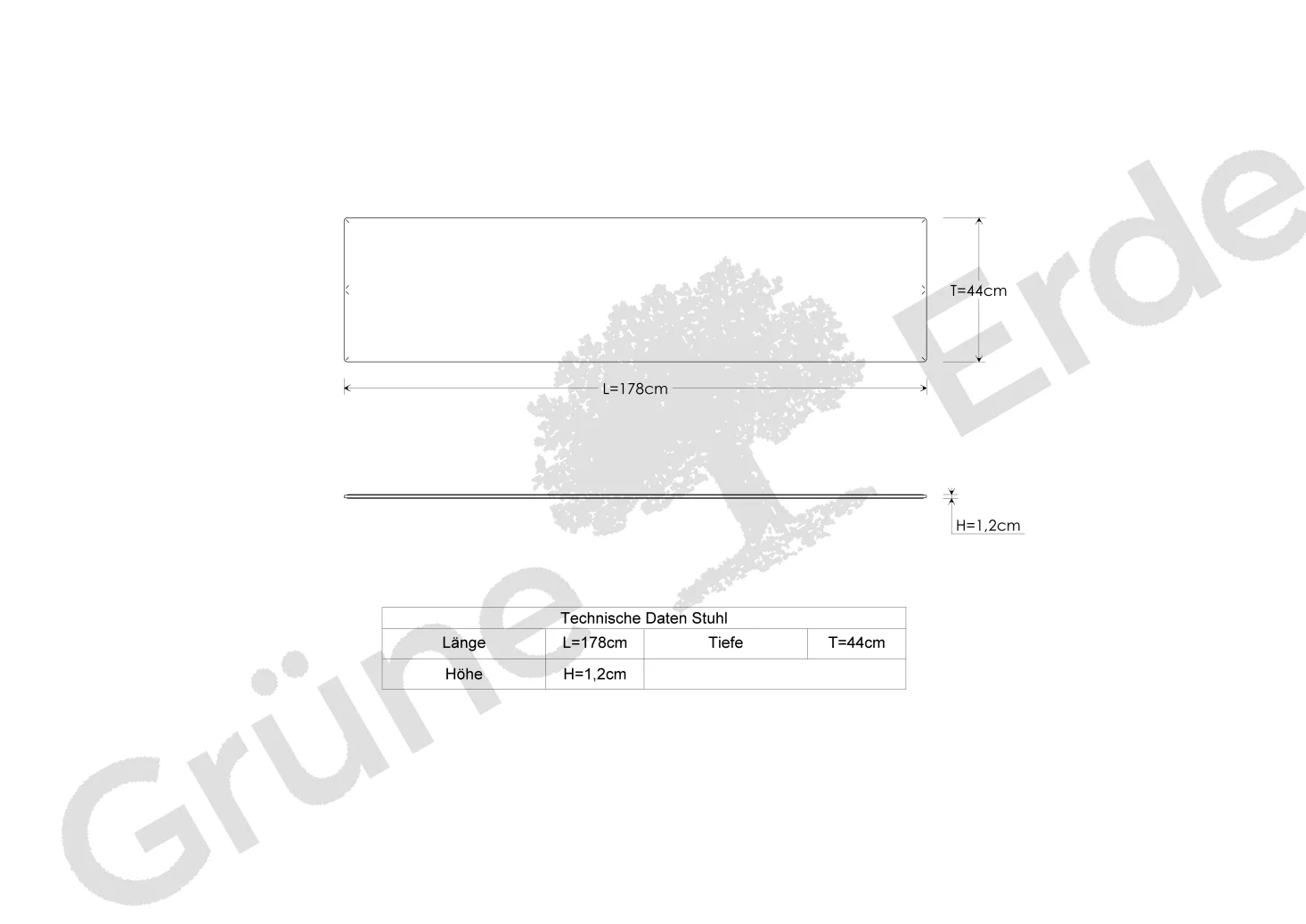 Sitzauflage für Holzbank Mirato(180 cm, Filz Kiesel)