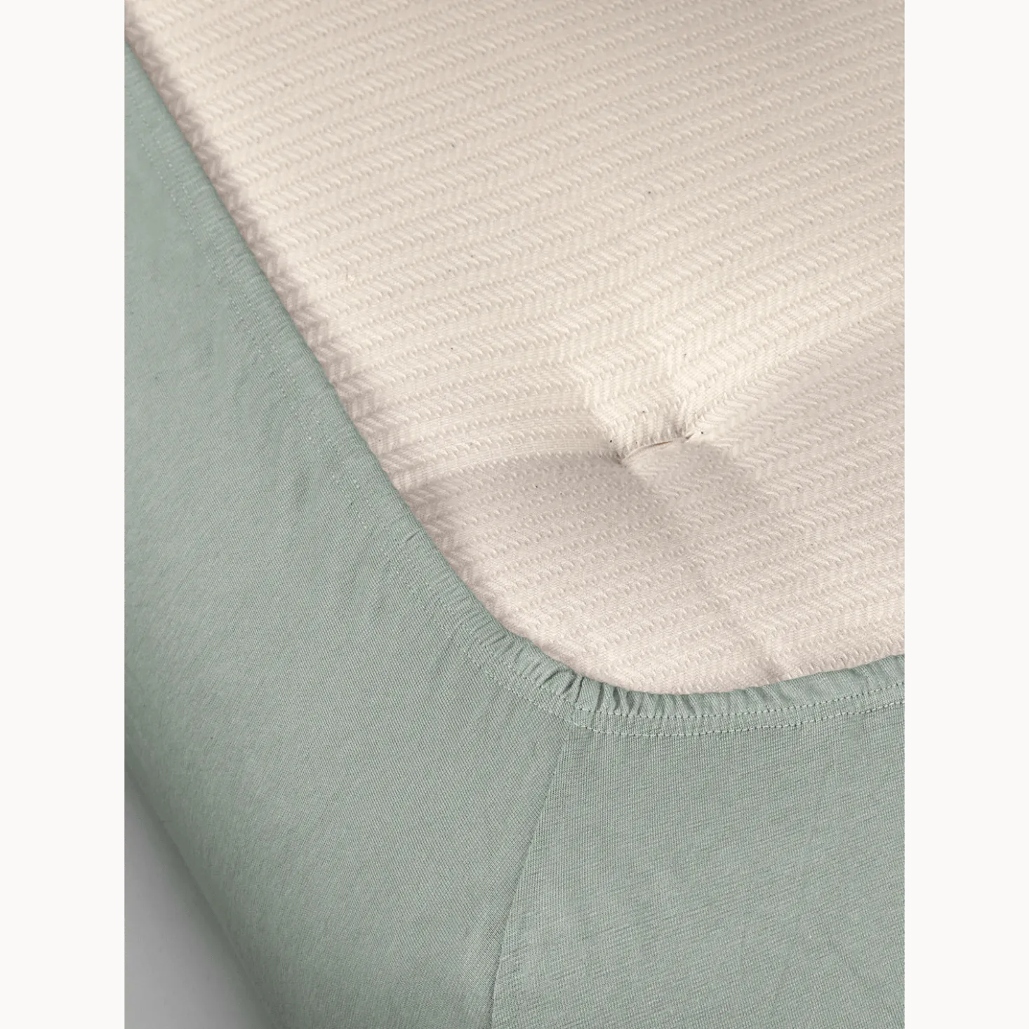 Spannleintuch Aliza97 % Baumwolle/3 % Elasthan, Jersey, GOTS, VEGAN (salbei, 90/100 x 200/220 x 22/28 cm)
