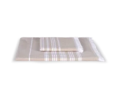 Strand- und Saunatuch mit Fransen90 x 200 cm, 100 % Baumwolle, GOTS (sand)