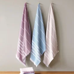 Strand- und Saunatuch mit Fransen90 x 200 cm, 100 % Baumwolle, GOTS (pastellblau)