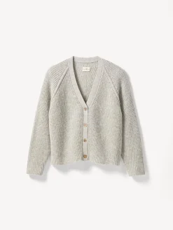Strickjacke aus Alpakawolle(grau melange, XL)