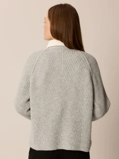 Strickjacke aus Alpakawolle(grau melange, XL)