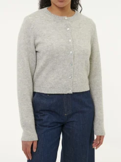 Strickjacke aus Alpakawolle(grau melange, XL)