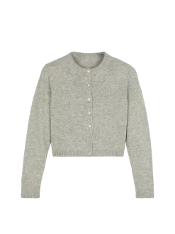 Strickjacke aus Alpakawolle(grau melange, XL)