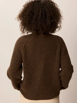 Strickjacke aus Alpakawolle(mokka, XS)