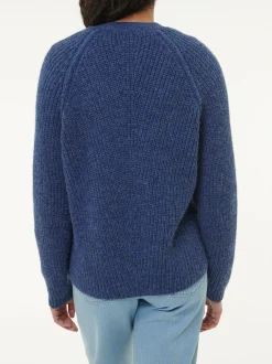 Strickjacke aus Alpakawolle(blau melange, S)