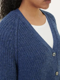 Strickjacke aus Alpakawolle(blau melange, S)