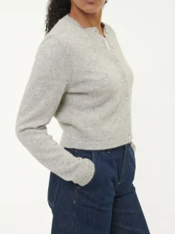 Strickjacke aus Alpakawolle(grau melange, S)