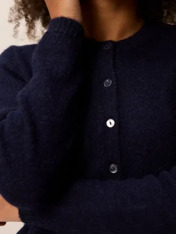 Strickjacke aus Alpakawolle(navy, S)