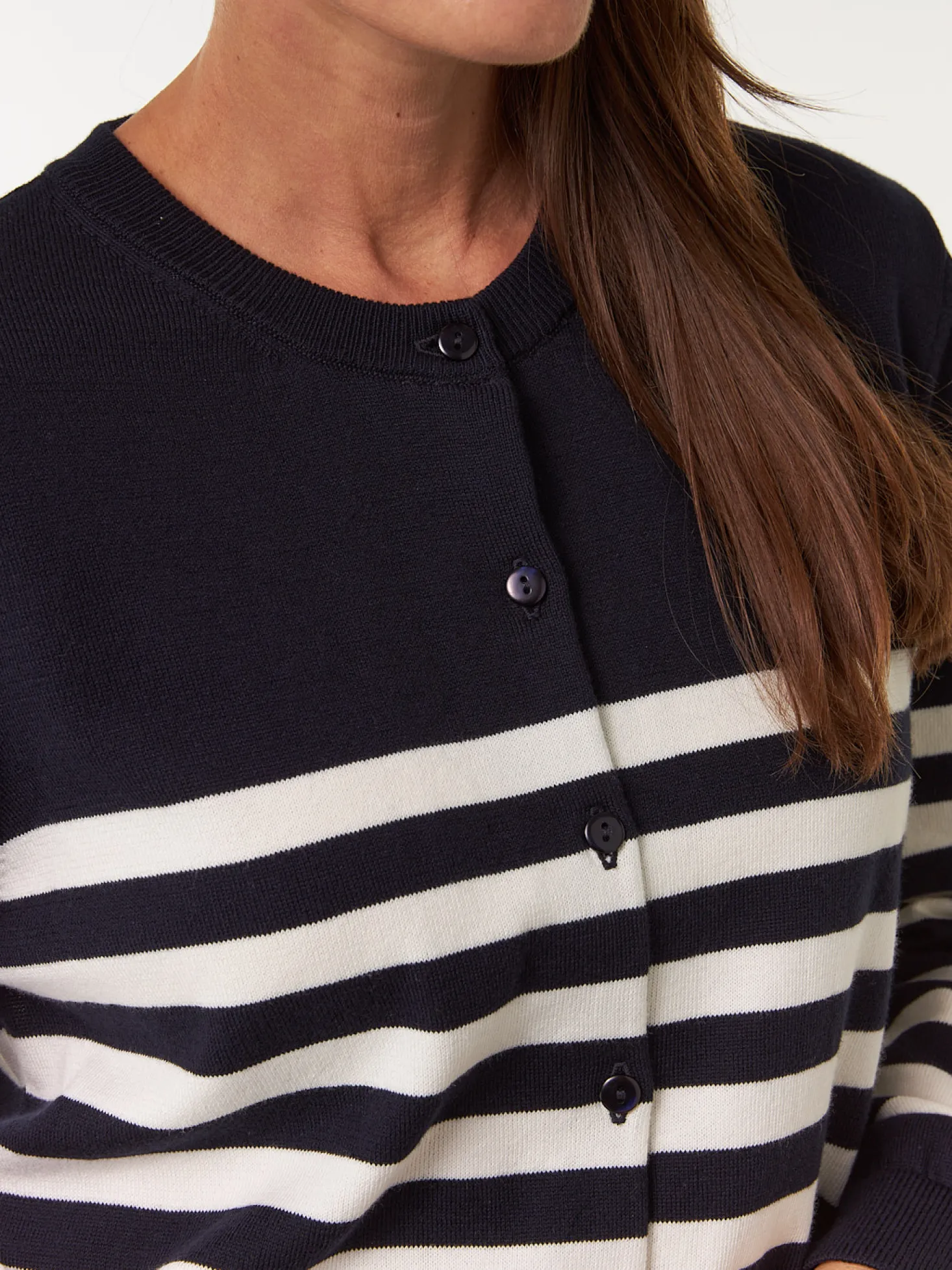 Strickjacke aus Bio Baumwolle(denimblau/offwhite ringel, XS)