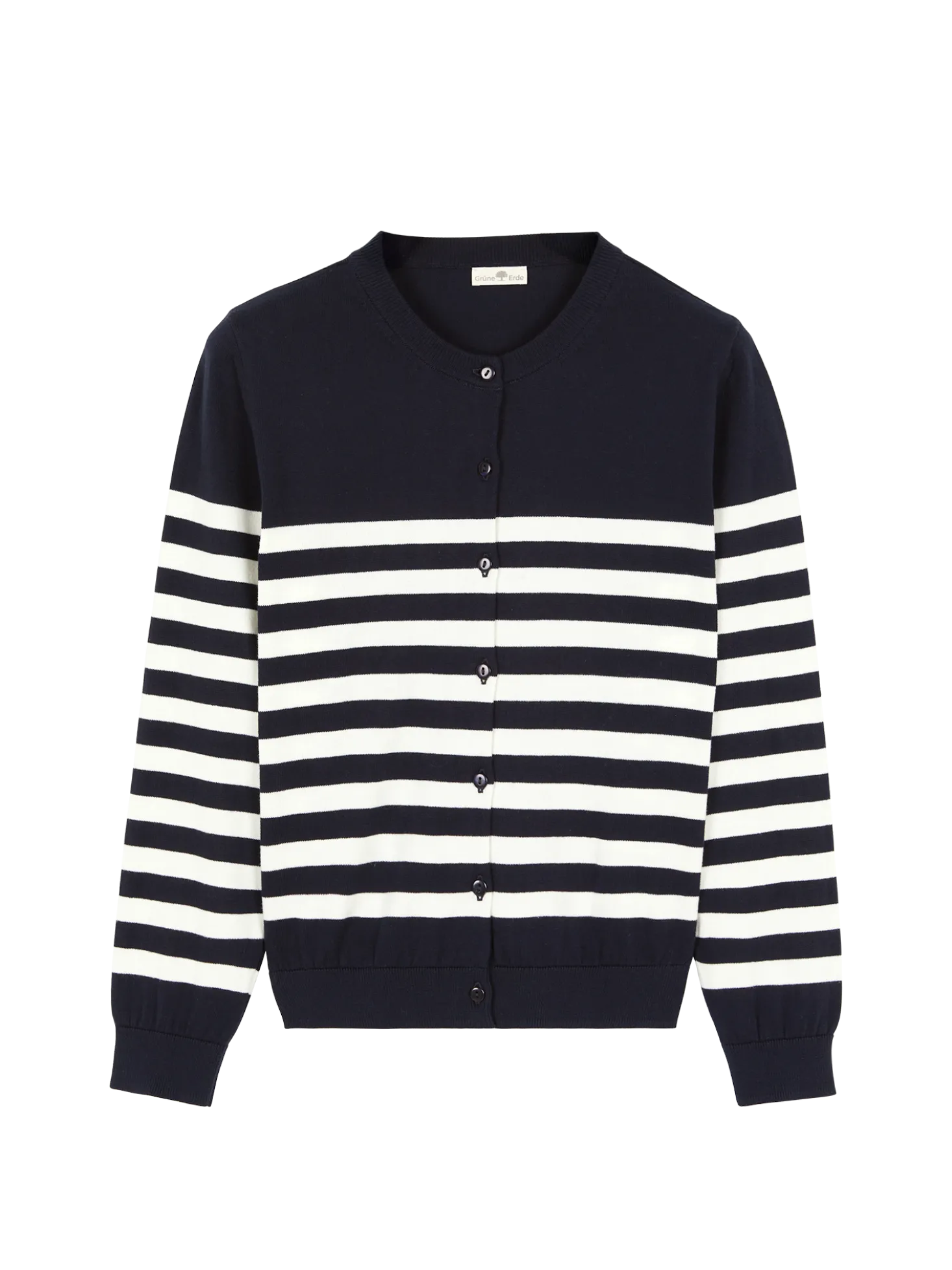 Strickjacke aus Bio Baumwolle(denimblau/offwhite ringel, XS)