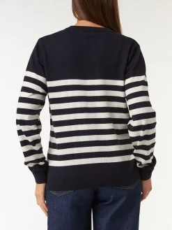 Strickjacke aus Bio Baumwolle(denimblau/offwhite ringel, XS)