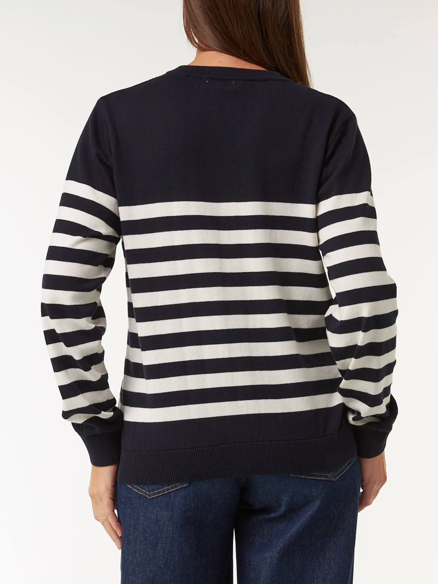 Strickjacke aus Bio Baumwolle(denimblau/offwhite ringel, XS)