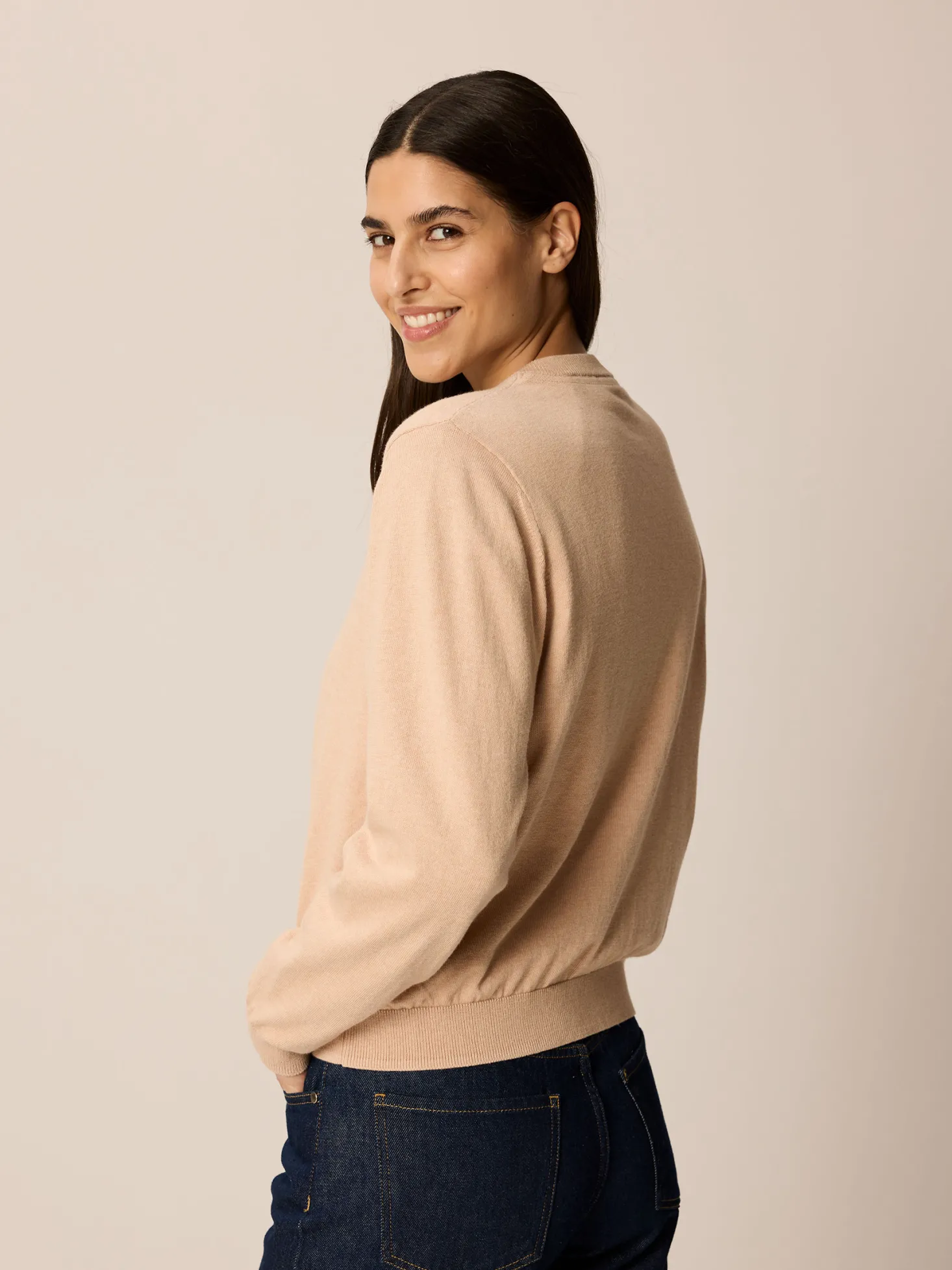 Strickjacke aus Bio Baumwolle(beige melange, L)