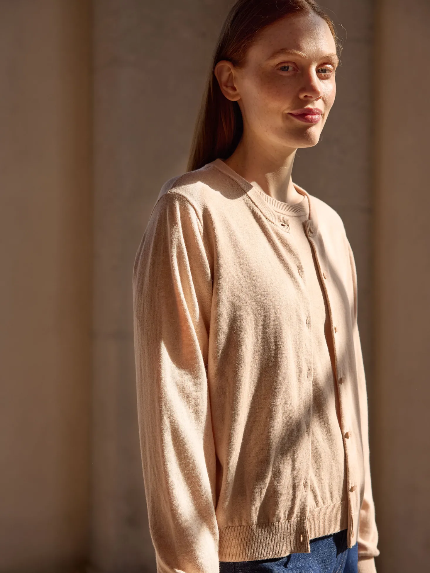Strickjacke aus Bio Baumwolle(beige melange, L)