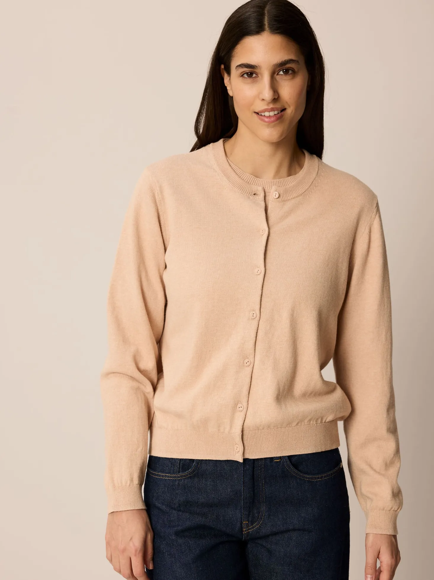 Strickjacke aus Bio Baumwolle(beige melange, L)