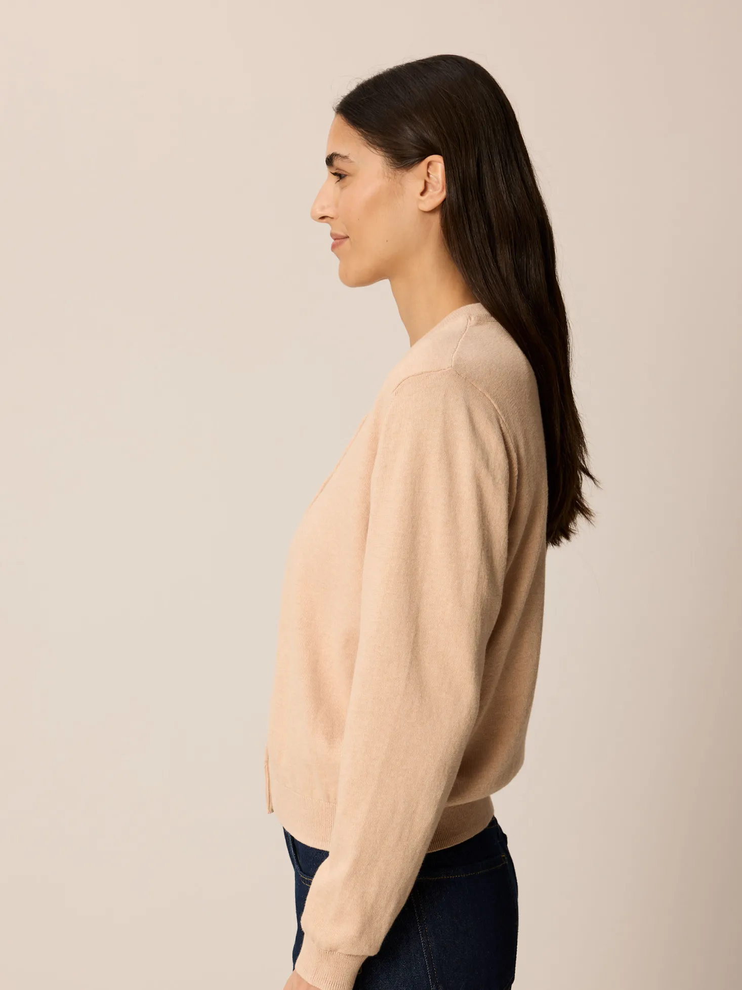 Strickjacke aus Bio Baumwolle(beige melange, L)