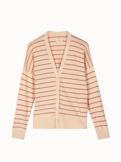Strickjacke aus Bio Baumwolle(ringel crème-mahagoni, XXS)