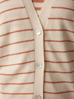 Strickjacke aus Bio Baumwolle(ringel crème-mahagoni, XXS)