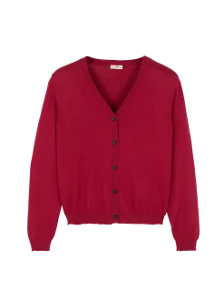 Strickjacke aus Bio-Baumwolle(weinrot, XS)