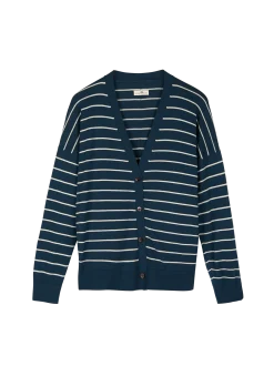 Strickjacke aus Bio Baumwolle(ringel blau-perlmutt, XXS)