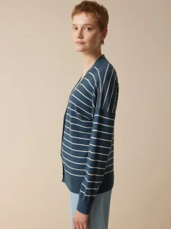 Strickjacke aus Bio Baumwolle(ringel blau-perlmutt, XXS)