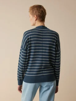 Strickjacke aus Bio Baumwolle(ringel blau-perlmutt, XXS)