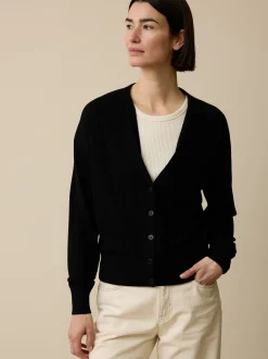 Strickjacke aus Bio-Wolle(schwarz, XL)