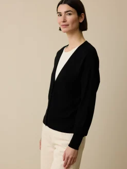 Strickjacke aus Bio-Wolle(schwarz, XL)