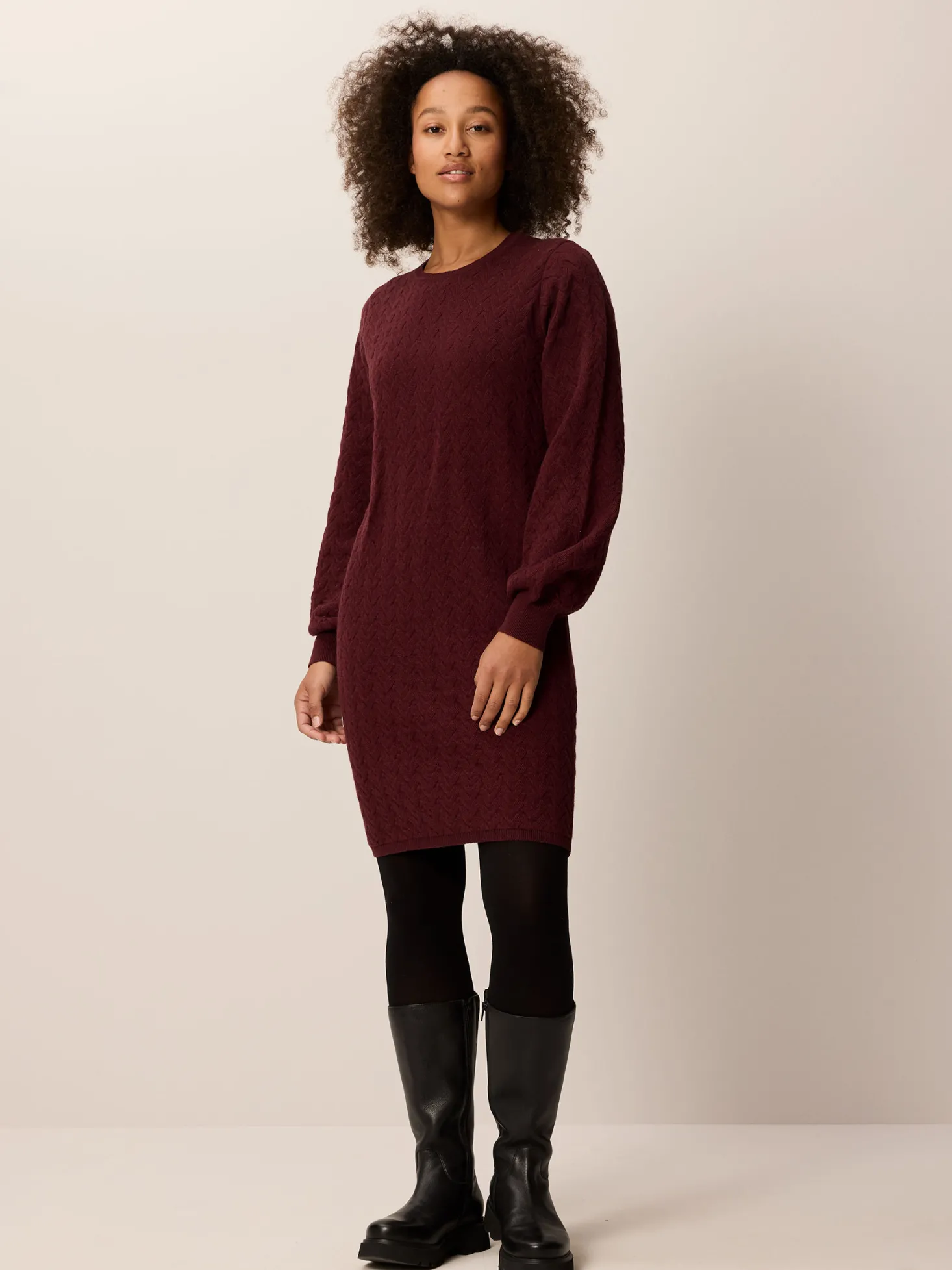 Strickkleid aus Bio Baumwolle und Wolle(maroni melange, XL)