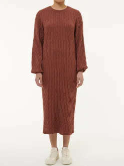 Strickkleid aus Bio-Baumwolle und Wolle(mahagoni, XS)