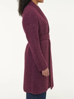 Strickmantel aus Alpakawolle und Bio-Baumwolle(aubergine melange, XS)