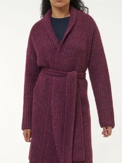 Strickmantel aus Alpakawolle und Bio-Baumwolle(aubergine melange, XS)