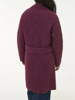 Strickmantel aus Alpakawolle und Bio-Baumwolle(aubergine melange, XS)