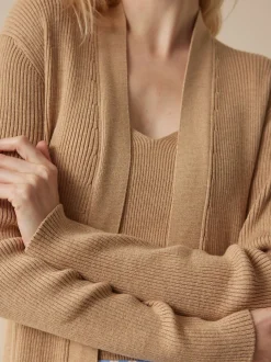 Strickmantel aus Bio-Baumwolle(caramel melange, XXS)